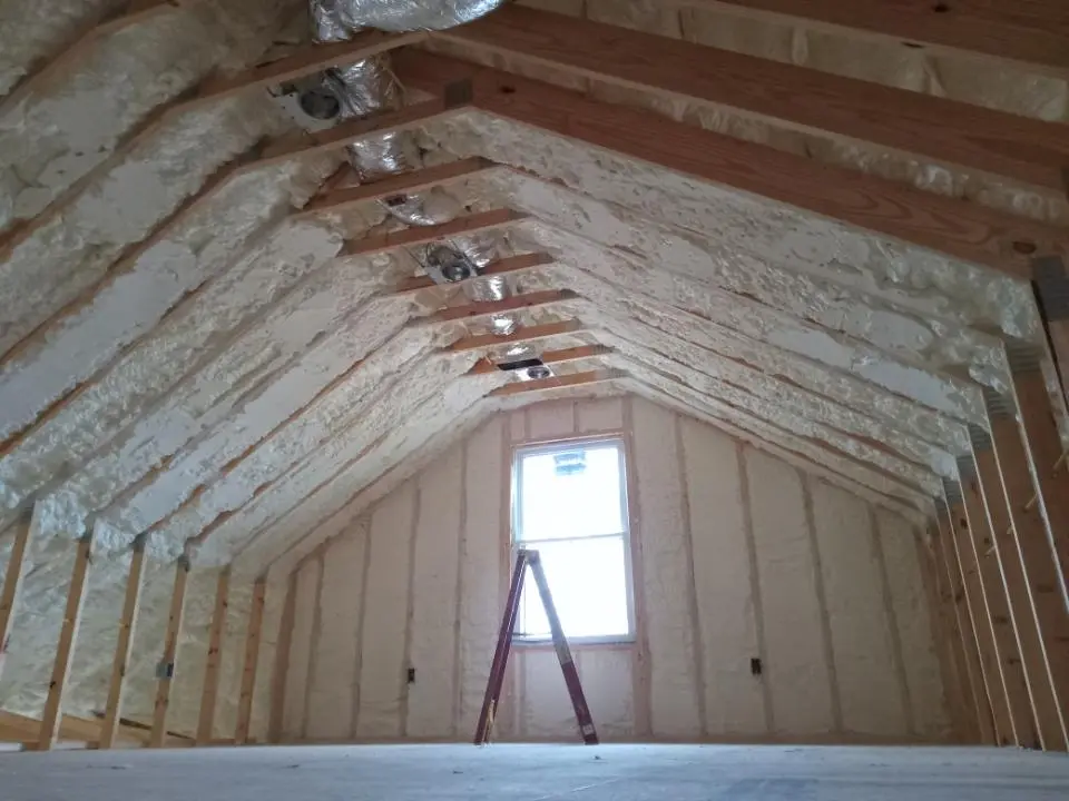 Spray foam roofing application for Crawl Space Insulation project in Almena